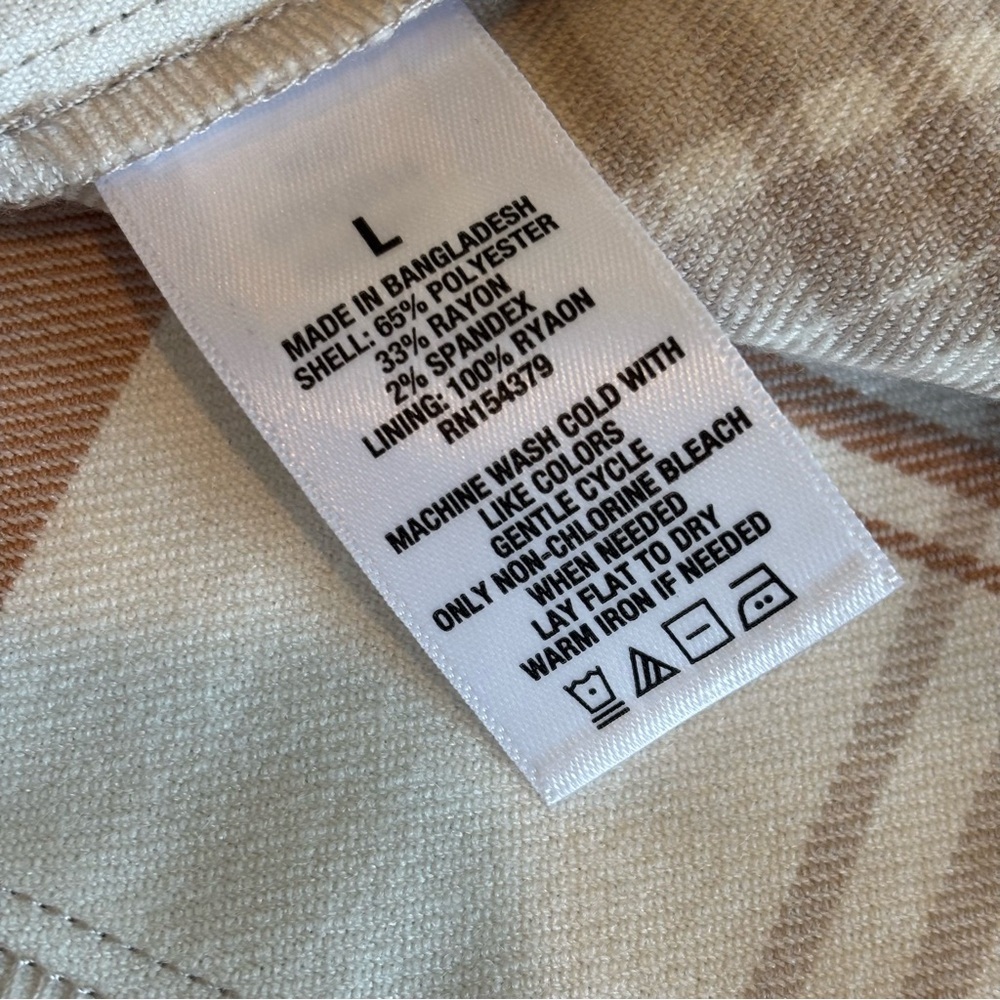 AEROPOSTALE Spaghetti Strap Plaid‎ Mini Dress w/ Slit @ Hem Brown/Cream Sz L - Picture 7 of 14